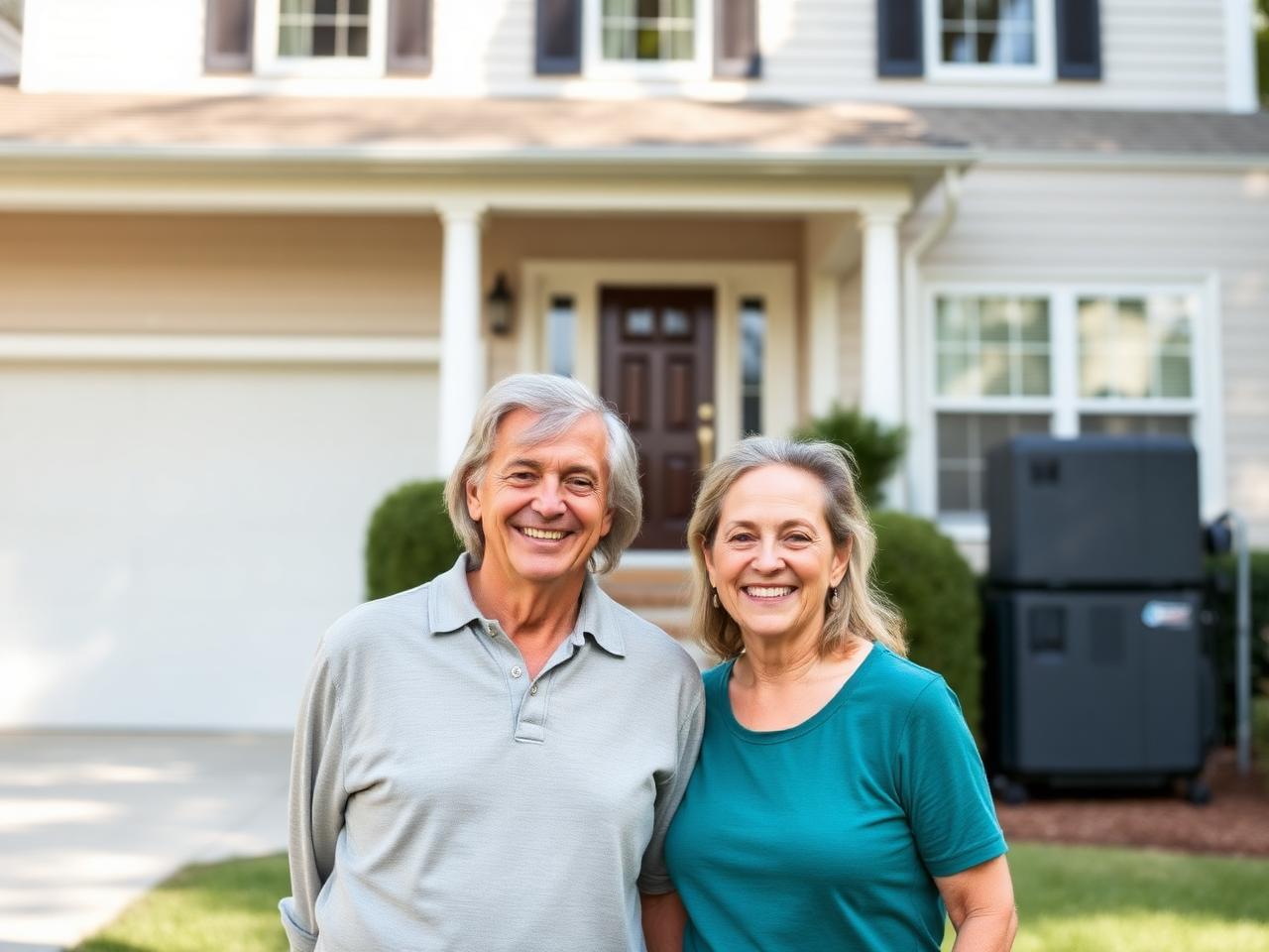 Happy homeowners outside their Carolina home